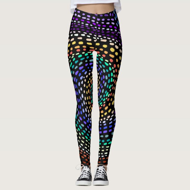 Regnbågs Spiral Leggings för Kvinnor | Färgrik Abs (Framsida)