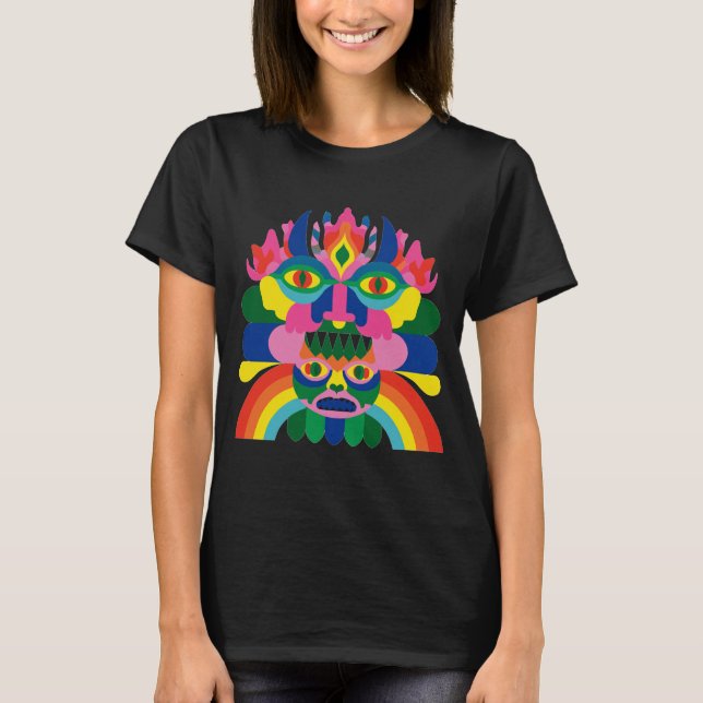 Regnbågs-Totem-Maskkonst T Shirt (Framsida)