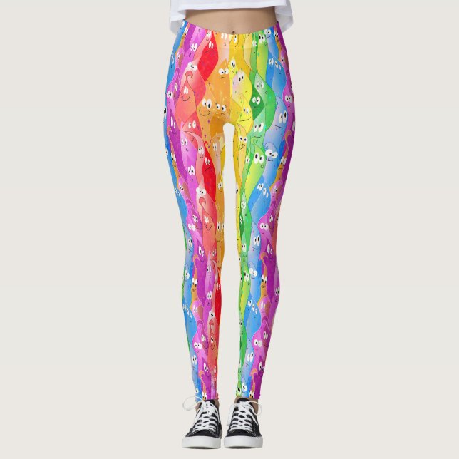 Regnbågs upphettningsblobens cute Monsters i Pride Leggings (Framsida)