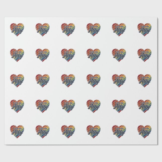 Regnbågsallierad hjärta vektor skjorta design_1 presentpapper (Platt)