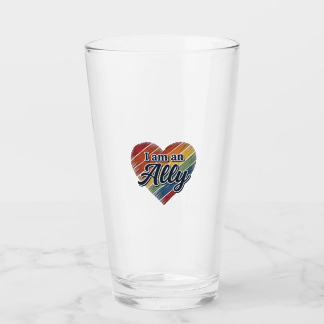 Regnbågsallierad hjärtvektor skjortdesign_1 glaskopp (Framsida)