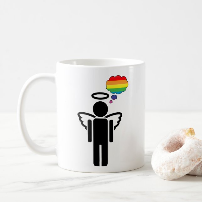 regnbågsangeliska kaffemugg (Med munk)