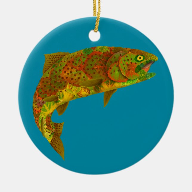 Regnbågsbåge i aspen Löv 6 Julgransprydnad Keramik (Framsidan)