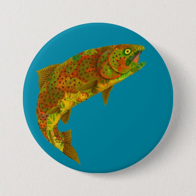 Regnbågsbåge i aspen Löv 6 Knapp (Framsida)