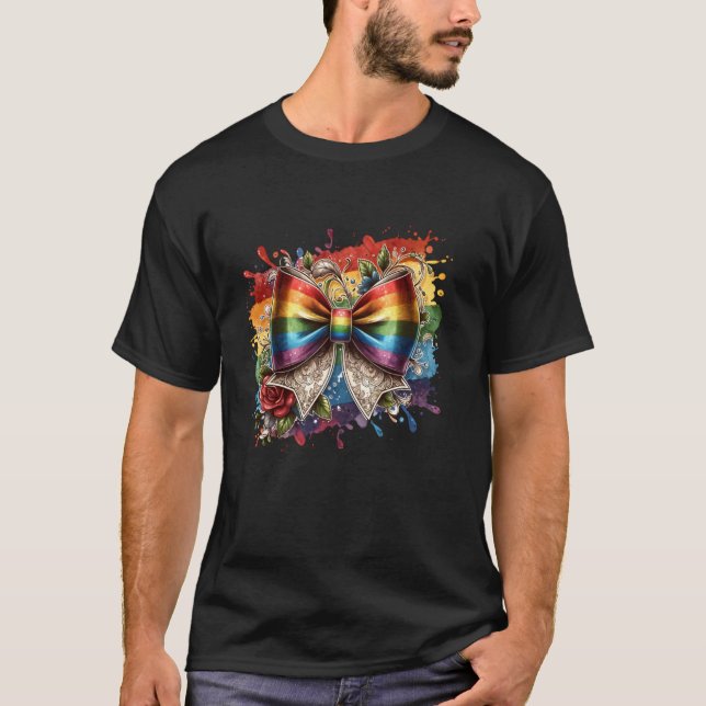 Regnbågsbåge Penseldrag och fläckar Grafrisk T Shirt (Framsida)