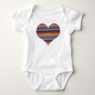 Regnbågsband Kabel Hjärtan Spädbarn Krypare Tee Shirt