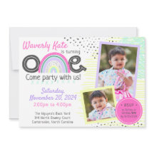 Regnbågsbebis 1-årsdag Kawaii Klotter 2-Foto