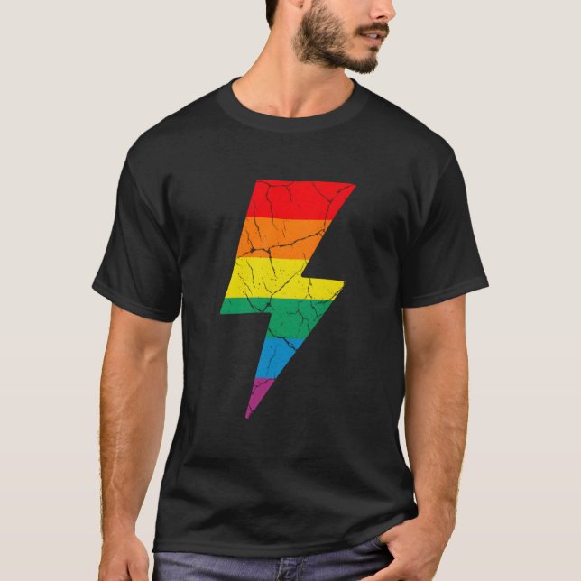 Regnbågsbelysningsblixt T Shirt (Framsida)