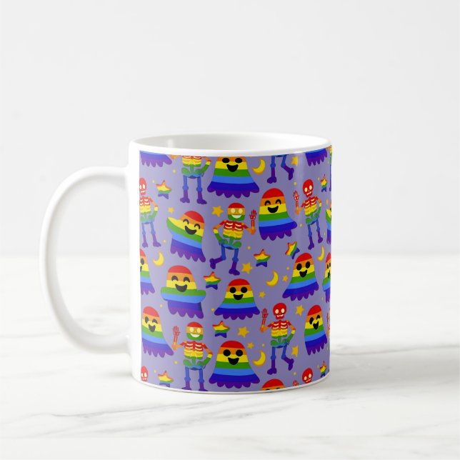 🦇🌈 Regnbågsben och stjärnor  Kaffemugg (Vänster)