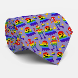 🦇🌈 Regnbågsben och stjärnor Slips