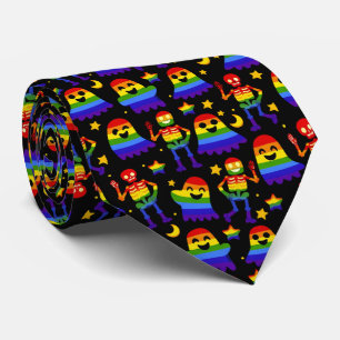 🦇🌈 Regnbågsben och stjärnor Slips