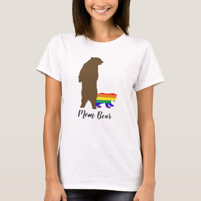 Regnbågsbjörn Mamma Modersstolthet HBTQ+ T Shirt (Framsida)