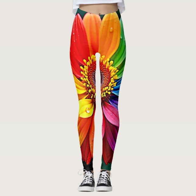 Regnbågsblad Konstblomma Leggings (Framsida)
