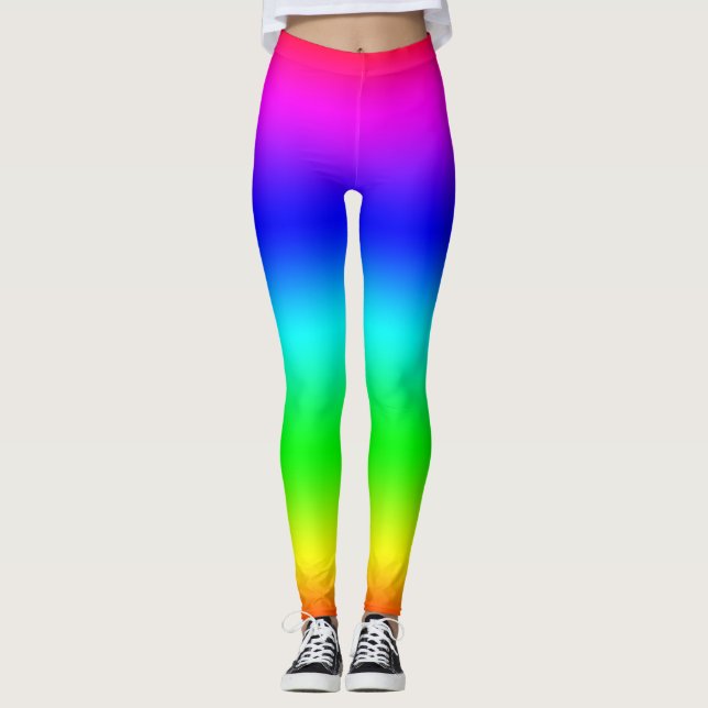 Regnbågsblandade Hippbyxor Leggings (Framsida)