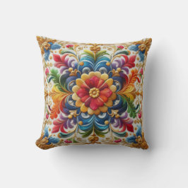 Regnbågsblomma Broderi Ser Blommig Design Kudde