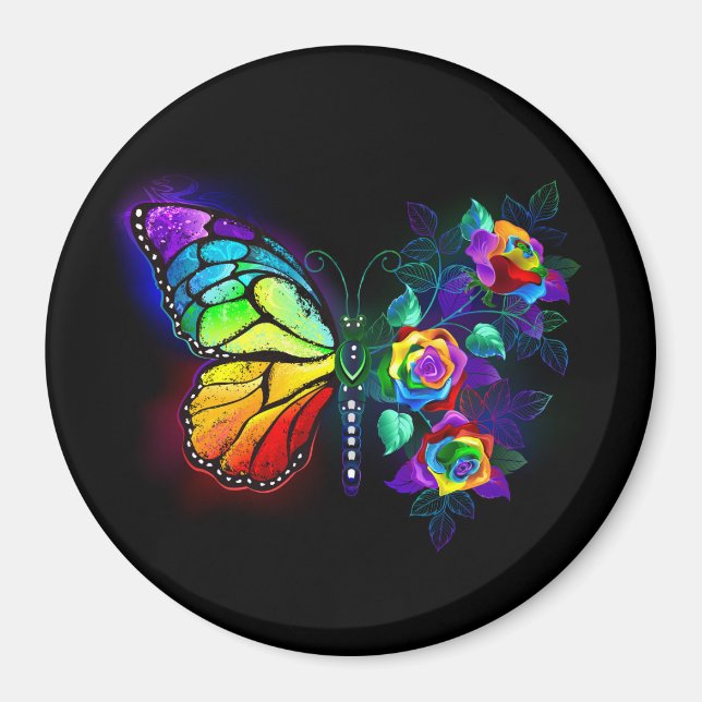 Regnbågsblomma fjäril magnet (Framsidan)