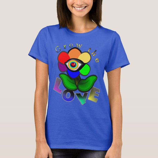 Regnbågsblomma för kärlek t shirt (Framsida)