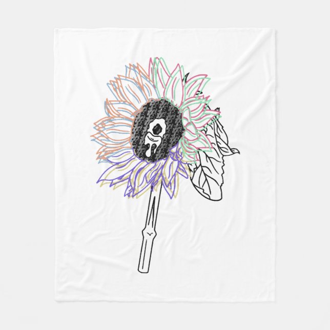Regnbågsblomma Funky Konst Fleecefilt (Framsidan)