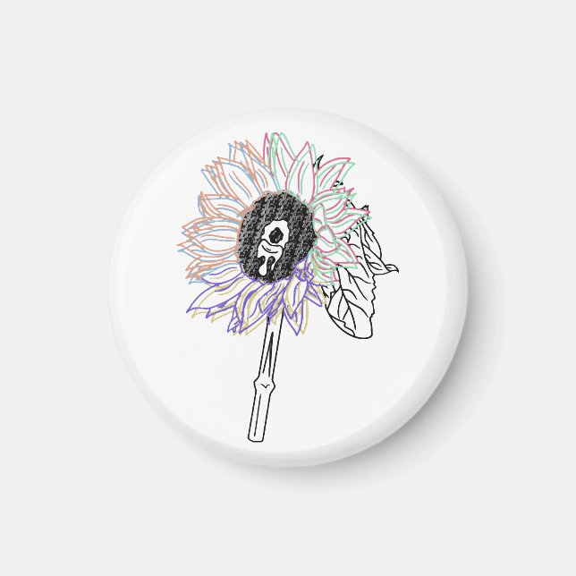 Regnbågsblomma Funky Konst Magnet (Framsidan)