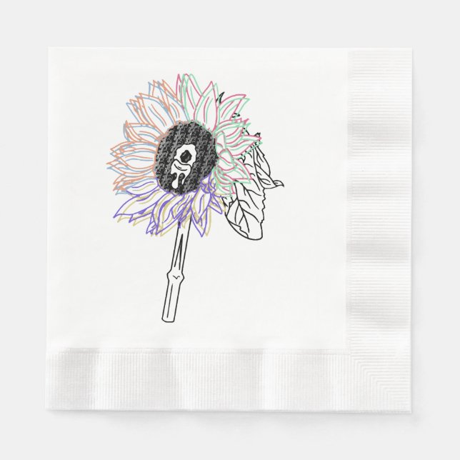 Regnbågsblomma Funky Konst Pappersservett (Framsidan)