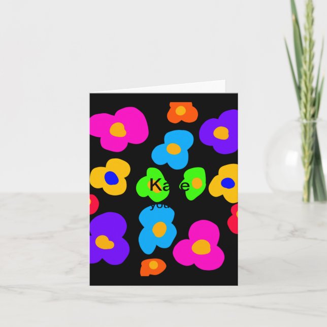 Regnbågsblomma Stolthet Kärlek Lägg Till Namn Text Kort (Framsida)