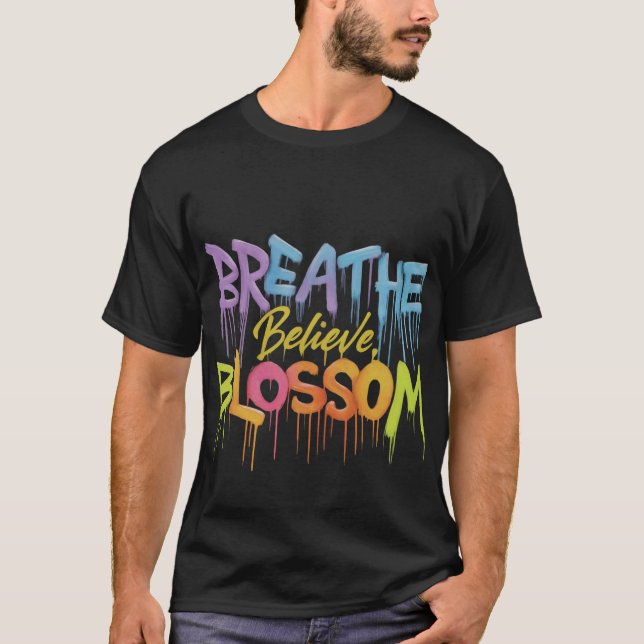 Regnbågsblommande tee t-shirt design (Framsida)