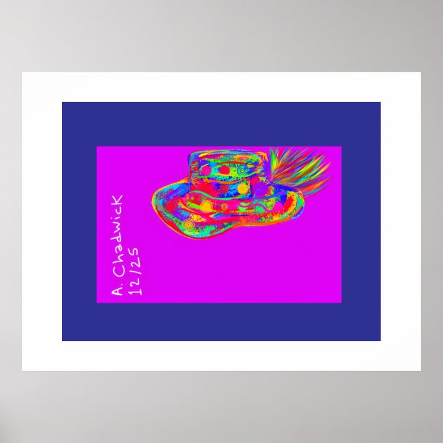 Regnbågsblommig pälsfjäderhatt poster (Framsidan)