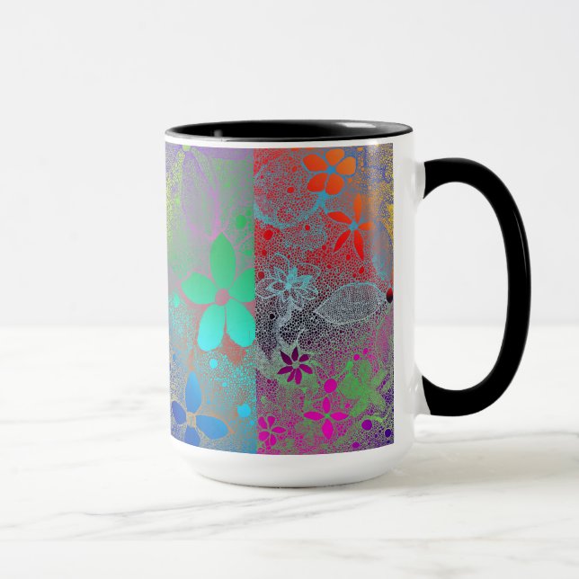 Regnbågsblommor i Snöre Mugg (Höger)