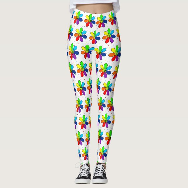 Regnbågsblommor Leggings (Framsida)