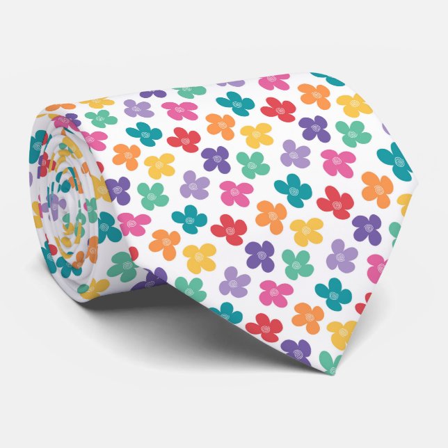 Regnbågsblommor Mönster Slips (Rullad)
