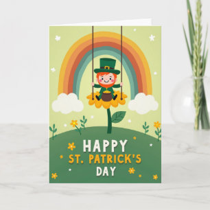 Regnbågsblomsterkort med Leprechaun Kort
