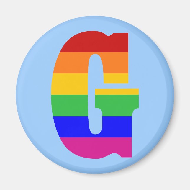 Regnbågsbokstav G Magnet (Framsidan)
