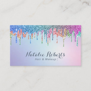 Regnbågsborrningar Glitter Hair Stylist Makeup Ar Visitkort
