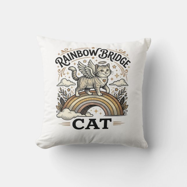 Regnbågsbro Katt Katt Memorial Regnbågsbro Vin Kudde (Framsida)