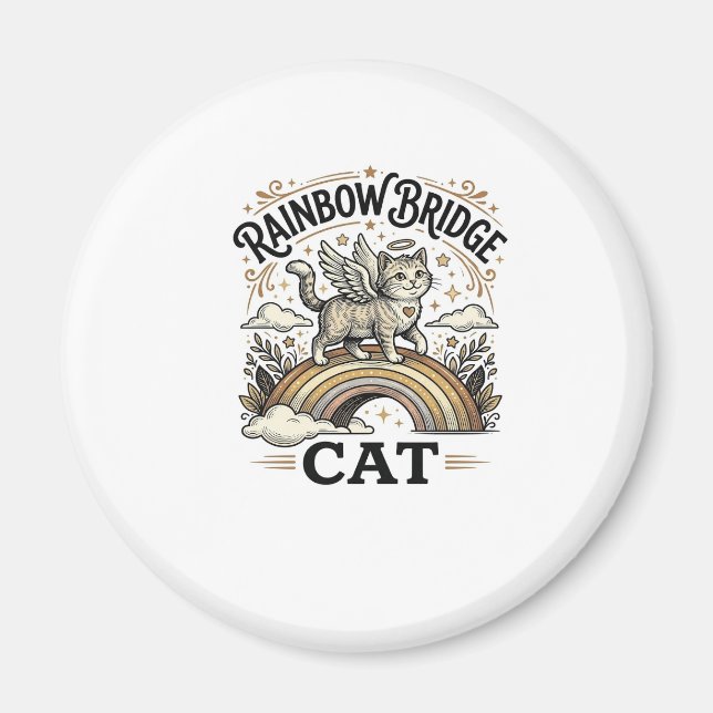 Regnbågsbro Katt Katt Memorial Regnbågsbro Vin Magnet (Framsidan)