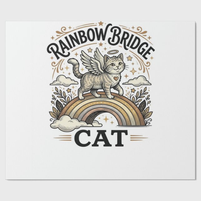 Regnbågsbro Katt Katt Memorial Regnbågsbro Vin Presentpapper (Platt)