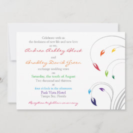 Regnbågsbröllopsinbjudan Blommig Inbjudningar