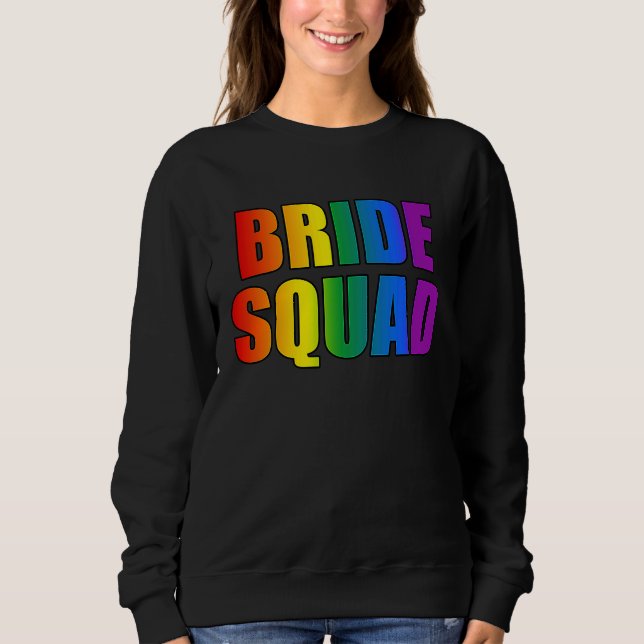 Regnbågsbrudssquad Lesbisk HBT-bröllop Sängkammarp T Shirt (Framsida)