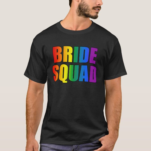 Regnbågsbrudssquad Lesbisk HBTQ-bröllop Sängkammar T Shirt (Framsida)