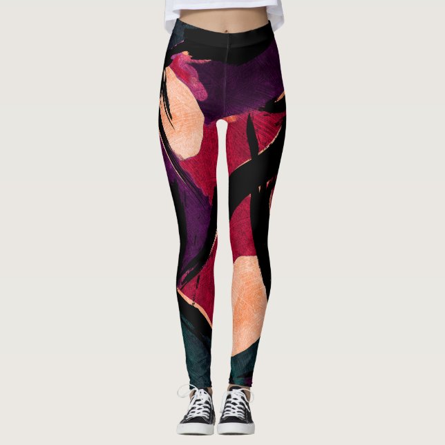 Regnbågsbrytningar: Abstrakt Akryla Struktur Leggings (Framsida)