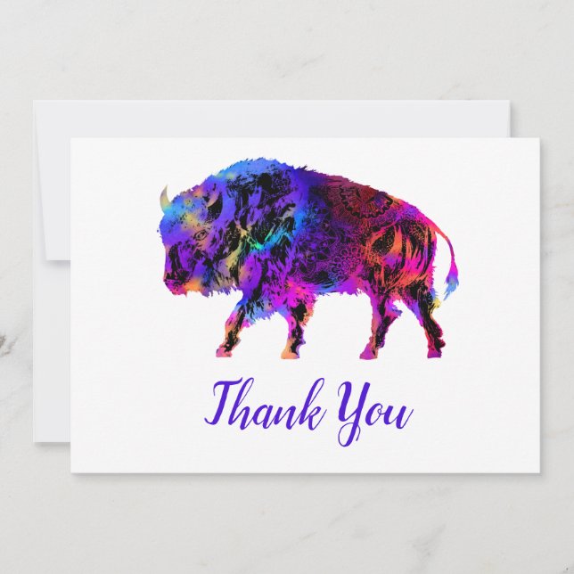 Regnbågsbuffalo Tack Kort (Framsida)