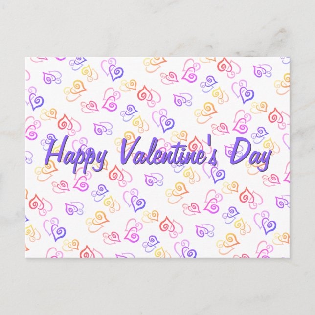 Regnbågsbunden Heart Mönster-teckningsmall Helg Vykort (Framsida)