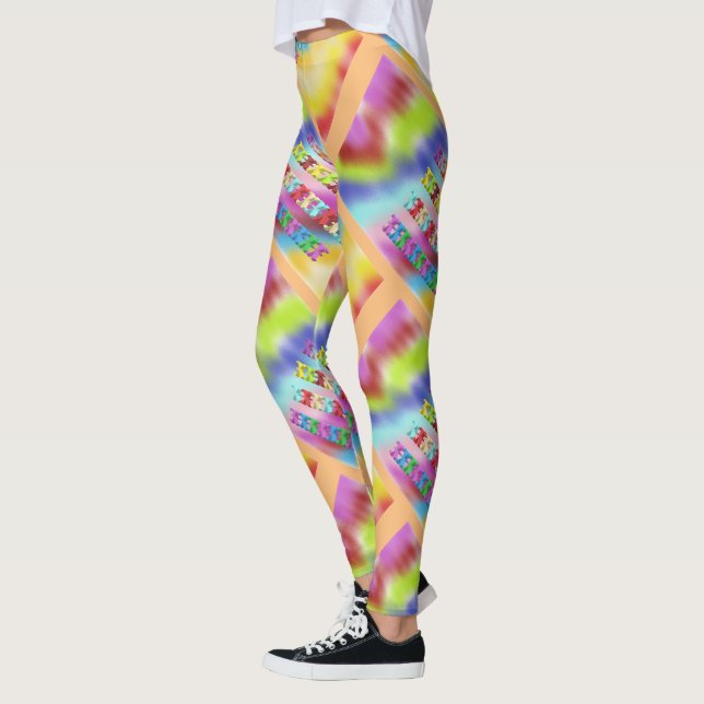 Regnbågschampar med mönster för Dam Leggings (Vänster)