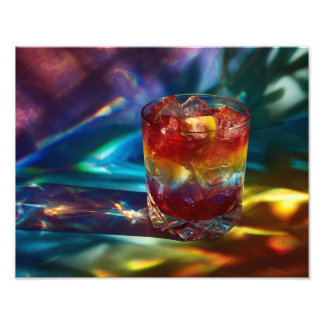 Regnbågscocktail Prism Ljuskälla Tropisk Fantasi Fototryck