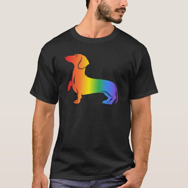 Regnbågsdachshund hundälskare t shirt (Framsida)