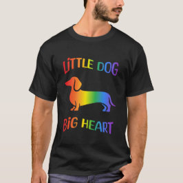 Regnbågsdachshund Liten Hund Stort Hjärta T Shirt