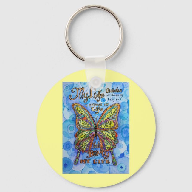 Regnbågsdiabetes Butterfly Keychain Nyckelring (Framsida)