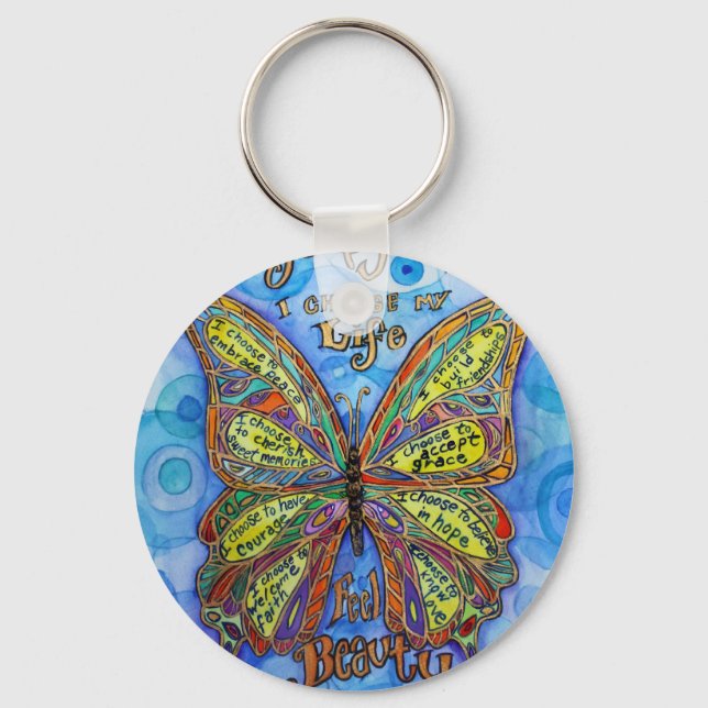 Regnbågsdiabetes Butterfly Keychain Nyckelring (Framsida)