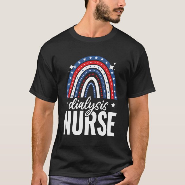 Regnbågsdialyssjuksköterska 4:e juli USA Pat T Shirt (Framsida)