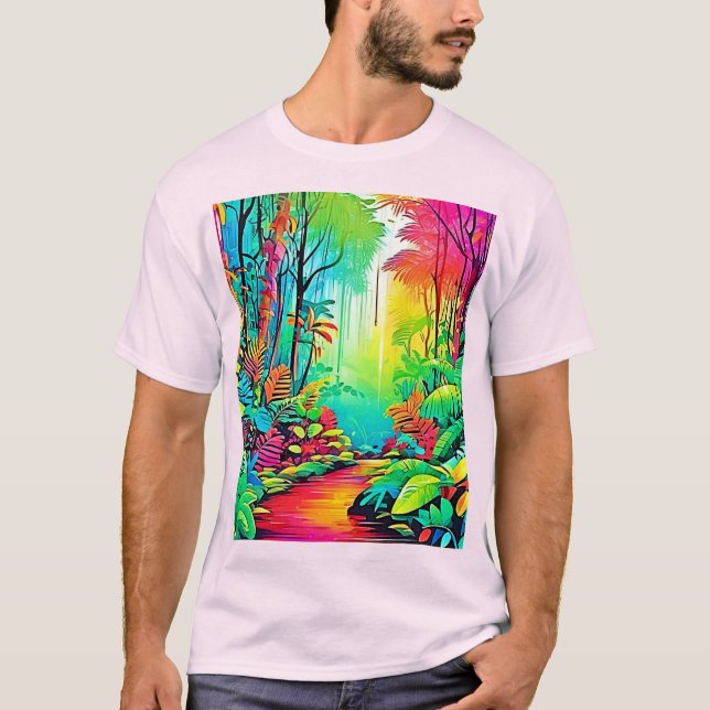 Regnbågsdjungel: Levande Dröm T Shirt (Framsida)